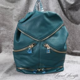 #10 BRAND NEW WITH TAGS HANG ACCESSORIES TEAL GREEN SOFT TUMBLED LEATHER BACKPACK BAG