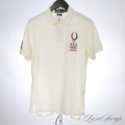 FANTASTIC LIMITED EDITION MENS POLO RALPH LAUREN WHITE 'BEIJING 08' OLYMPICS OFFICIAL POLO SHIRT L