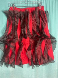 NicoPanda (tags Were Removed ) Red  Sweatpant Shorts With Black Tulle S/M