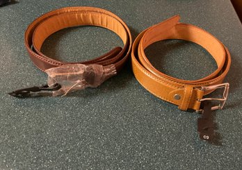 LOT OF 2 BRAND NEW GENUINE LEATHER BROWN BELTS