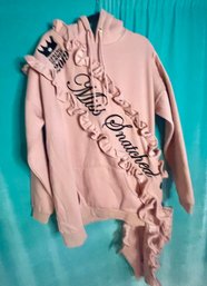 New Without Tags NicoPanda Desert Pink Miss Snatched Ruffed Sash Sweatshirt Hoodie Size S