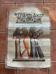#2 MASSIVE ADEL GHABOUR EGYPTIAN PAPYRUS PAINTED HIEROGLYPHIC DEPICTION OF 3 WOMEN