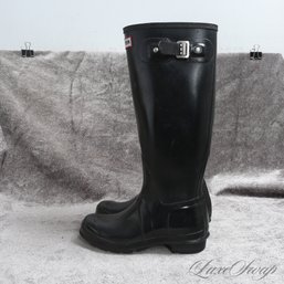 #19 THE ONES EVERYONE WANTS! GREAT CONDITION HUNTER OF ENGLAND BLACK RUBBER SIGNATURE RAIN BOOTS 5