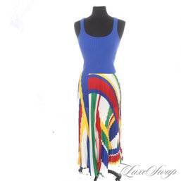 INSAAAAANE BRAND NEW WITH TAGS POLO RALPH LAUREN ROYAL BLUE KNIT TOP / MAXI PRINT PLEATED SKIRT DRESS S