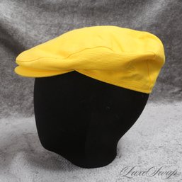 THE ONE EVERYONE WANTS! BURBERRY MADE IN ENGLAND BRIGHT LEMON YELLOW NEWSBOY FLAT CAP WOMENS M