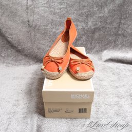 #1 NEAR MINT IN BOX MICHAEL KORS TANGERINE ORANGE HOPSACK 'MEG' ESPADRILLE SHOES 7