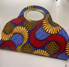 ***New Without Tags  Stunning African Print Dashiki Collection Blue Red Gold Handbag Clutch