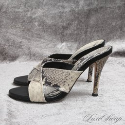 #2 NEAR MINT IN BOX BEBE NATURAL ROCCIA SNAKESKIN PRINT CROSSOVER SANDAL 'PATSY' SHOES 8