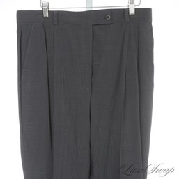 GORGEOUS AQUASCUTUM LONDON MADE IN FRANCE STEEL GREY MICRO NAILHEAD DRAPED PANTS FITS ABOUT 12