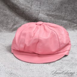 AWESOME COLOR OPHELIE MADE IN CANADA ROSE PETAL PINK LEATHER NEWSBOY HAT WOMENS