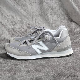NORMCORE ESSENTIALS! NEW BALANCE SIGNATURE GREY SUEDE AND MESH RUNNING SNEAKERS 7.5