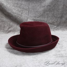 HIGH QUALITY AND SUPER EXPENSIVE WHITELY MADE IN ENGLAND MAROON CRANBERRY FLANNEL FEDORA HAT