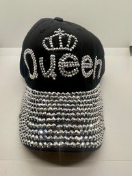 New Black With Silver Rhinestone Bejeweled Throwback 90s Y2K Queen  Cap Hat