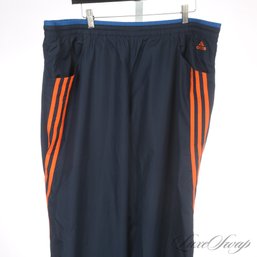 NEED A PAIR FOR THE BOAT? MENS GREAT CONDITION ADIDAS NAVY / ROYAL BLUE ORANGE SIDE STRIPE WIND PANTS XL