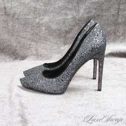 #9 INSANE NEAR MINT 1X WORN IN BOX RACHEL ROY 'THE GARDNER' FULL SILVER GUNMETAL CONFETTI GLITTER PUMPS 8