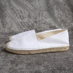 BRAND NEW IN BOX J. CREW MADE IN SPAIN IVORY WHITE SOLID CANVAS ESPADRILLES SUMMER SHOES 7.5