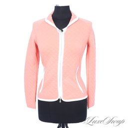 BRAND NEW WITH TAGS FAIRWAY & GREEN EMBER SHERBERT ORANGE QUILTED 'JAMIE' FULL ZIP PIPED JACKET XS