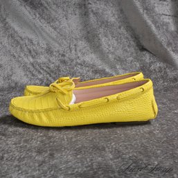 BRAND NEW WITHOUT BOX SUMMER PERFECT J. CREW BOLD LEMON YELLOW ALLIGATOR PRINT LEATHER DRIVING LOAFERS 10