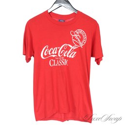 INSANELY GOOD ORIGINAL VINTAGE 1980S SNEAKERS MADE IN USA COCA COLA RED SOFT THIN SINGLE STITCH TEE SHIRT L