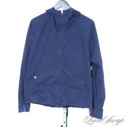 SAILBOAT DAY READY! MENS BROOKS BROTHERS RED FLEECE GARMENT WASHED NAVY HOODED POPLIN JACKET M