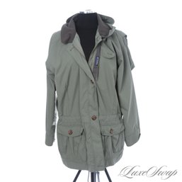 EXCEPTIONAL PATAGONIA OLIVE GREEN CINCHWAIST UNSTRUCTURED HOODED FIELD COAT WOMENS M