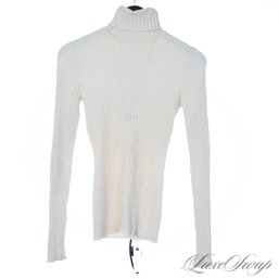 THESE ARE SO EXPENSIVE! WOLFORD OF AUSTRIA MADE IN SWITZERLAND VANILLA RIBBED STRETCH TURTLENECK S