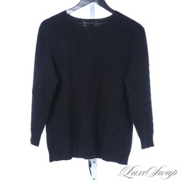 #1 ULTRA SOFT AND PLUSH LORD AND TAYLOR 100 PERCENT CASHMERE BLACK CABLEKNIT SWEATER