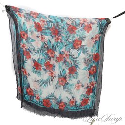 BRAND NEW WITH TAGS SUMMER PERFECT TOMMY BAHAMA GAUZY BREEZY ALLOVER ISLAND FLORAL SHAWL WRAP SCARF