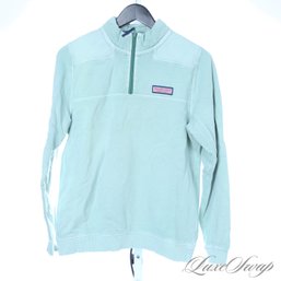 GET ON THE BOAT! WOMENS VINEYARD VINES PALE WASHED CELADON GREEN 1/4Z ZIP SWEATER XL