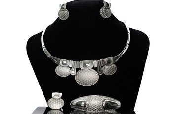 Geometric Silver Jewelry Set