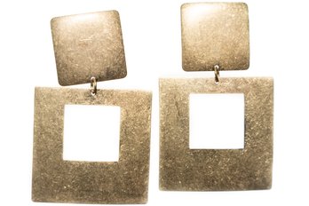 Brushed Metal Gold Statement Earrings