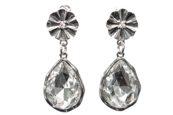 Crystal And Flower Teardrop Earrings