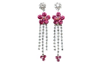 Pink Crystal Flower Earrings