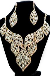 Iridescent Crystal Statement Necklace And Earring Set
