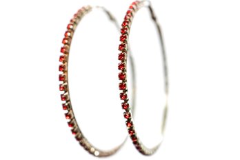 Red Studded Gold Hoops