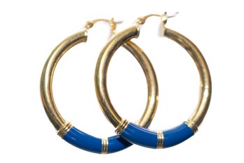 Gold And Blue Hoop Earrings