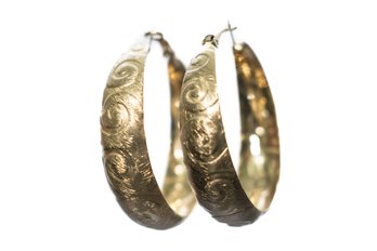 Brushed Gold Spiral Texture Hoop Earrings