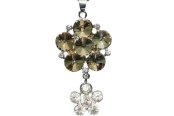 Green And Clear Crystal Flower Necklace