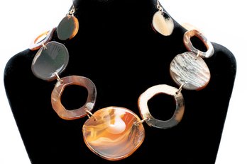 Plastic Agate Style Necklace And Earring Set