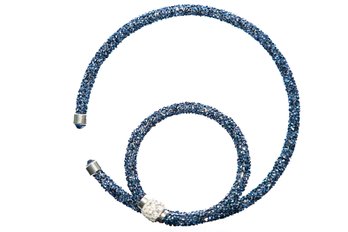 Blue Geometric Glitter Choker And Bracelet Set