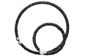 Black Geometric Glitter Choker And Bracelet Set