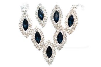 Blue Crystal Necklace And Earring Set