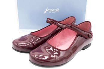 Kids Sz 31 Merlot Velcro Flats Jacadi Paris