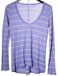 Splendid Brand Sz M Fitted Purple And Grey Striped Longsleeve Tee