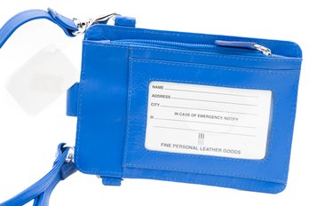 NEW Blue Leather Neck Wallet