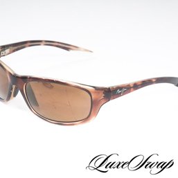 EXPENSIVE MAUI JIM JAPAN BROWN CONCH SHELL SPORT BROWN SHIELD SUNGLASS