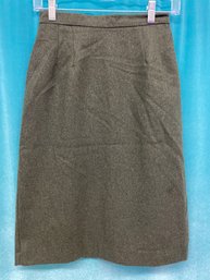 Vintage Dark Olive Toned Wool Midi Skirt Size(5)