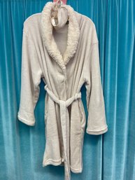 Set : Hotel Spa Ecru Cream Belted Robe With Matching Sleep Mask