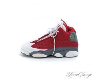 #8 NIKE 884129-600 AIR JORDAN 13 RETRO GS GYM RED WHITE FLINT GREY SNEAKERS 6Y