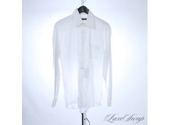 #2 SLEEK AND MODERN MENS TOP TIER DOLCE & GABBANA MADE IN ITALY BLACK LABEL WHITE SELF HERRINGBONE SHIRT 16